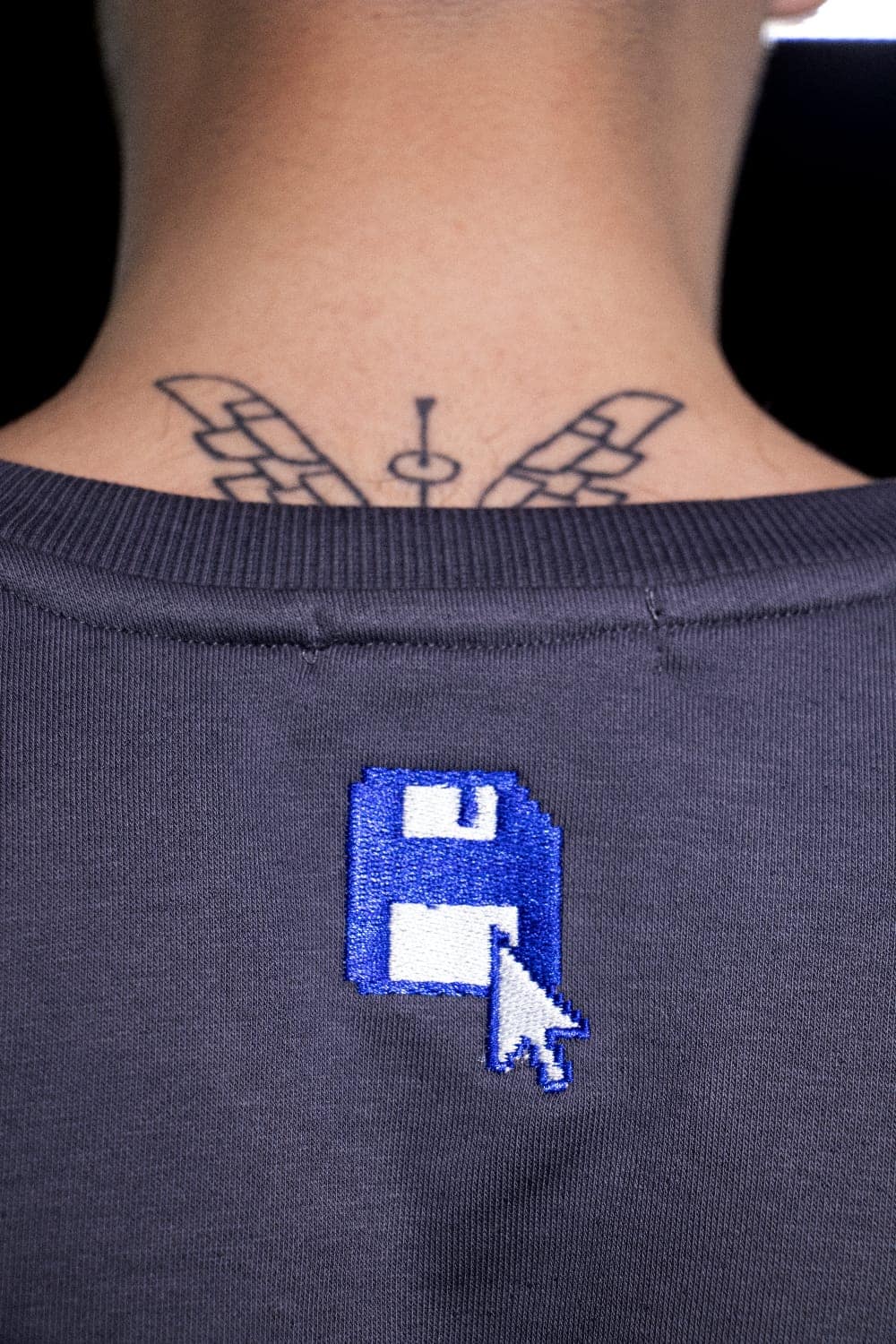 wtbx merch "Preserve your memories in comfort with our classic gray sweatshirt, featuring a floppy disk design and French Terry fabric."